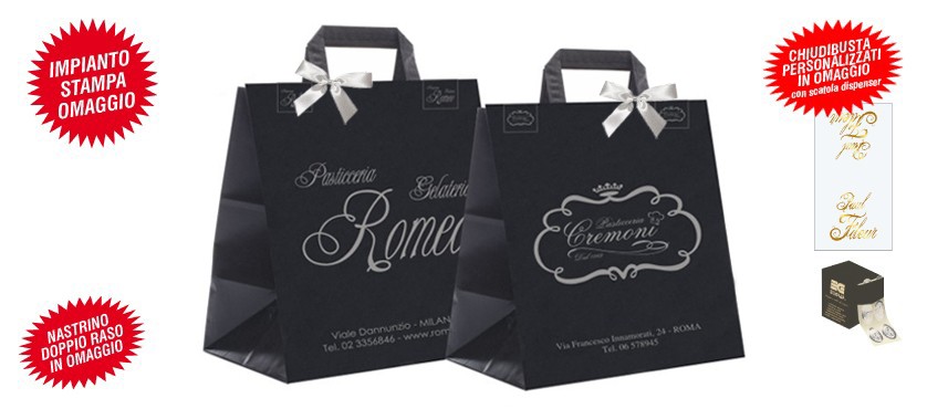 Shopper personalizzate da pasticceria KRAFT NERO